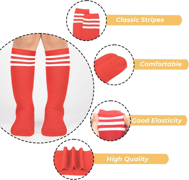 Benefeet Sox Kids Soccer Socks Toddler Knee High Tube Long Socks Soft for Girls Three Stripes Youth Cotton Soccer Socks - Image 4